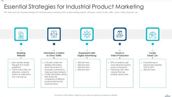 Strategic B2B Marketing Plan Essential Strategies For Industrial Product Marketing Designs PDF