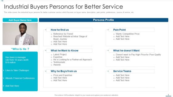 Strategic B2B Marketing Plan Industrial Buyers Personas For Better Service Portrait PDF