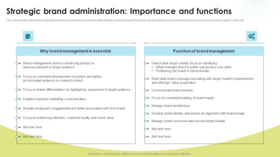 Strategic Brand Administration Importance And Functions Brand Administration Infographics PDF Strategic Brand Administration Importance And Functions Brand Administration Infographics PDF