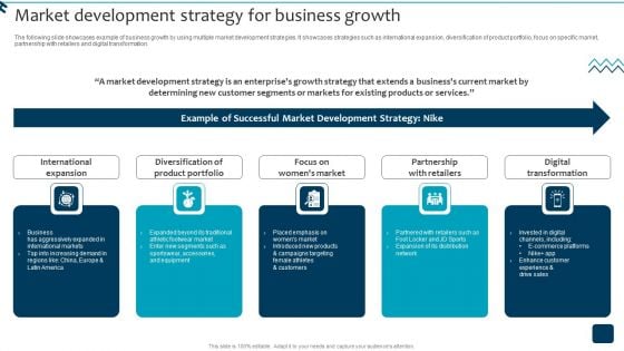 Strategic Brand Growth Plan For Market Leadership Market Development Strategy Brochure PDF