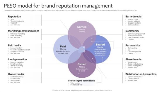Strategic Brand Management PESO Model For Brand Reputation Management Sample PDF