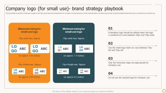 Strategic Brand Playbook Company Logo For Small Use Brand Strategy Playbook Professional PDF