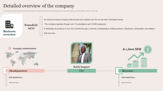 Strategic Brand Promotion For Enhanced Recognition And Revenue Growth Detailed Overview Of The Company Topics PDF