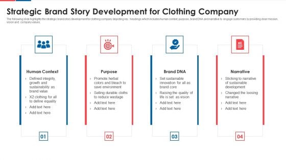 Strategic Brand Story Development For Clothing Company Icons PDF