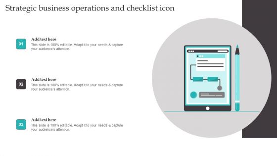 Strategic Business Operations And Checklist Icon Professional PDF