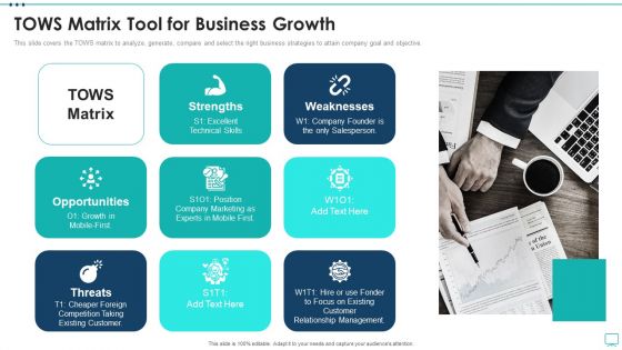 Strategic Business Plan Effective Tools Tows Matrix Tool For Business Growth Sample PDF