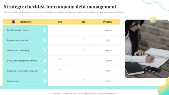 Strategic Checklist For Company Debt Management Ppt Layouts Example File PDF Strategic Checklist For Company Debt Management Ppt Layouts Example File PDF