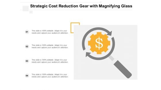 Strategic Cost Reduction Gear With Magnifying Glass Ppt PowerPoint Presentation Design Ideas