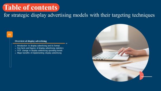 Strategic Display Advertising Models With Their Targeting Techniques Table Of Contents Ppt Styles Outfit PDF