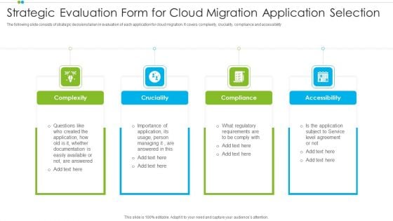 Strategic Evaluation Form For Cloud Migration Application Selection Template PDF