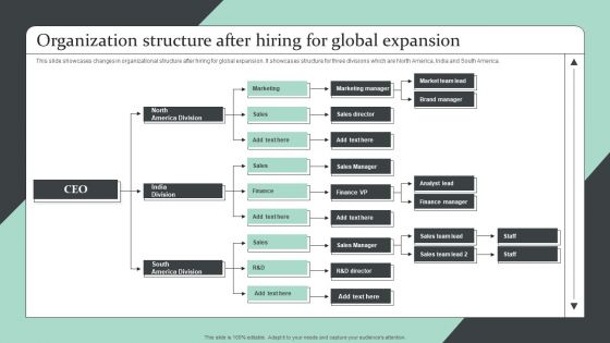 Strategic Global Expansion Business Plan Organization Structure After Hiring Portrait PDF