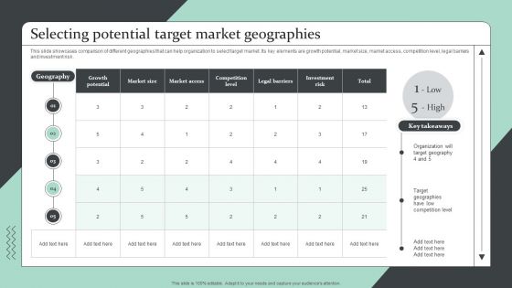 Strategic Global Expansion Business Plan Selecting Potential Target Market Geographies Summary PDF