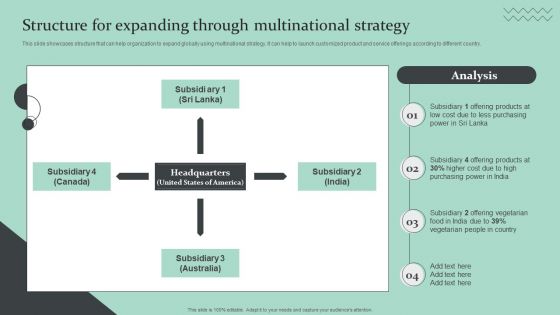 Strategic Global Expansion Business Plan Structure For Expanding Through Multinational Strategy Pictures PDF