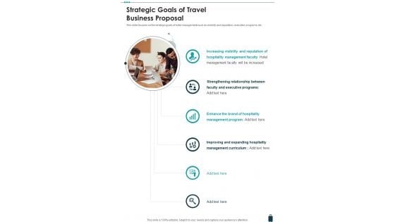 Strategic Goals Of Travel Business Proposal One Pager Sample Example Document