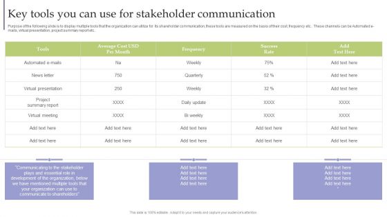 Strategic Guide For Corporate Executive Key Tools You Can Use For Stakeholder Summary PDF