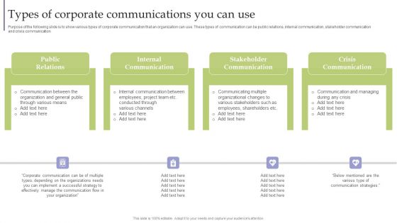 Strategic Guide For Corporate Executive Types Of Corporate Communications You Can Use Graphics PDF Strategic Guide For Corporate Executive Types Of Corporate Communications You Can Use Graphics PDF