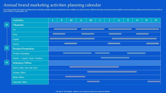 Strategic Guide To Build Brand Personality Annual Brand Marketing Activities Planning Calendar Icons PDF