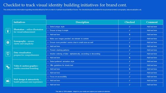 Strategic Guide To Build Brand Personality Checklist To Track Visual Identity Building Initiatives For Brand Formats PDF