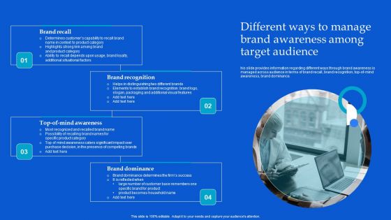 Strategic Guide To Build Brand Personality Different Ways To Manage Brand Awareness Among Target Audience Information PDF