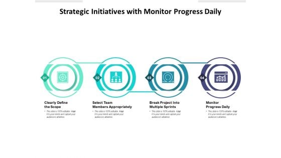 Strategic Initiatives With Monitor Progress Daily Ppt PowerPoint Presentation Show Vector PDF