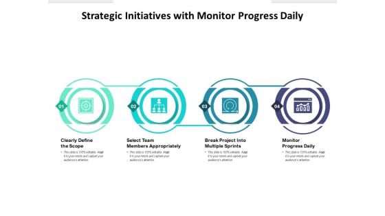Strategic Initiatives With Monitor Progress Daily Ppt PowerPoint Presentation Show Vector PDF