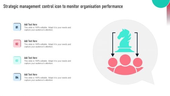 Strategic Management Control Icon To Monitor Organisation Performance Download PDF