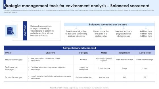 Strategic Management Tools For Environment Analysis Balanced Scorecard Graphics PDF Strategic Management Tools For Environment Analysis Balanced Scorecard Graphics PDF