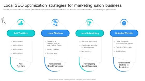 Strategic Marketing For Hair And Beauty Salon To Increase Local SEO Optimization Strategies Themes PDF