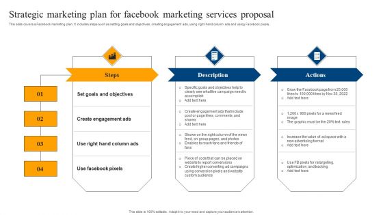 Strategic Marketing Plan For Facebook Marketing Services Proposal Pictures PDF