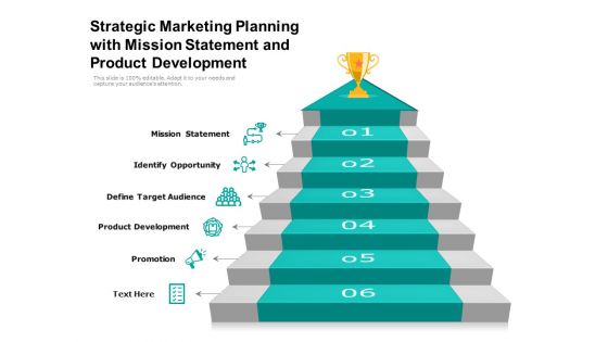 Strategic Marketing Planning With Mission Statement And Product Development Ppt PowerPoint Presentation Infographics Deck PDF