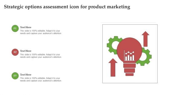 Strategic Options Assessment Icon For Product Marketing Ppt PowerPoint Presentation File Slides PDF