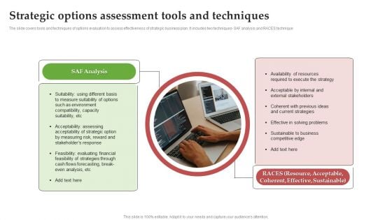 Strategic Options Assessment Tools And Techniques Ppt PowerPoint Presentation Diagram Images PDF