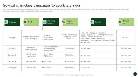 Strategic Organic Growth For Business Development Several Marketing Campaigns To Accelerate Sales Designs PDF