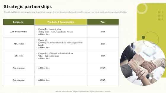 Strategic Partnerships Global Food Products Company Profile Information PDF