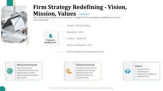 Strategic Plan For Corporate Recovery Firm Strategy Redefining Vision Mission Values Topics PDF