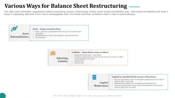 Strategic Plan For Corporate Recovery Various Ways For Balance Sheet Restructuring Demonstration PDF