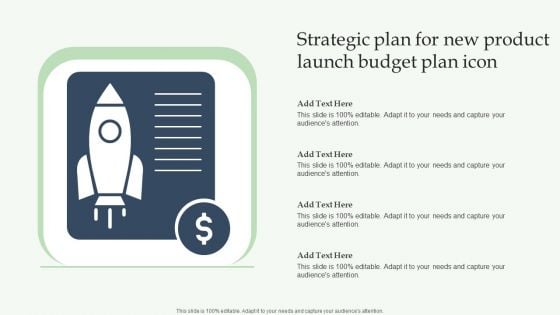 Strategic Plan For New Product Launch Budget Plan Icon Icons PDF