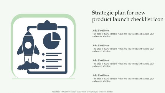 Strategic Plan For New Product Launch Checklist Icon Mockup PDF