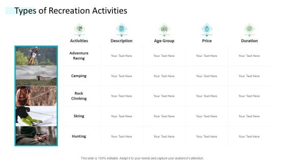 Strategic Plan Of Hospital Industry Types Of Recreation Activities Summary PDF