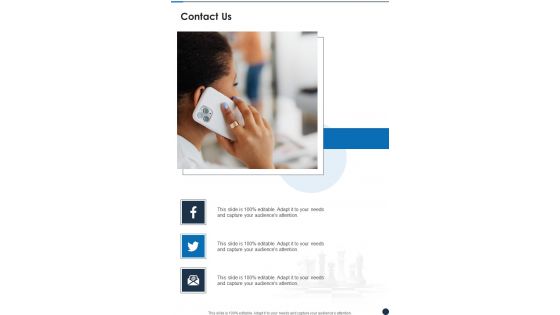 Strategic Plan Proposal Sample Contact Us One Pager Sample Example Document