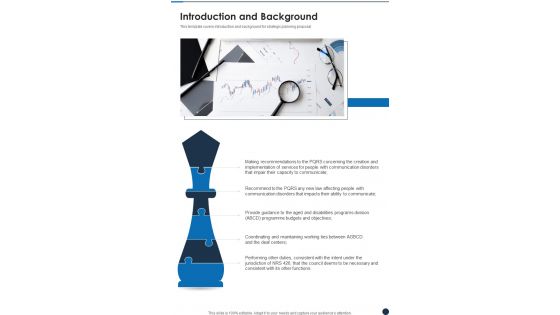 Strategic Plan Proposal Sample Introduction And Background One Pager Sample Example Document