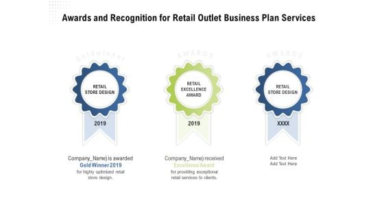Strategic Plan Retail Store Awards And Recognition For Retail Outlet Business Plan Services Infographics PDF