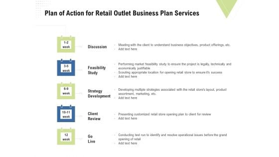 Strategic Plan Retail Store Plan Of Action For Retail Outlet Business Plan Services Infographics PDF