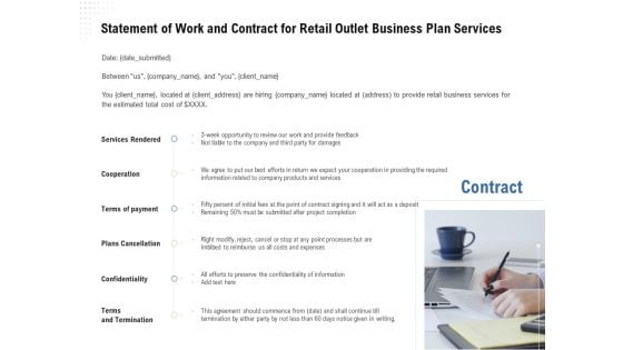 Strategic Plan Retail Store Statement Of Work And Contract For Outlet Business Plan Services Guidelines PDF