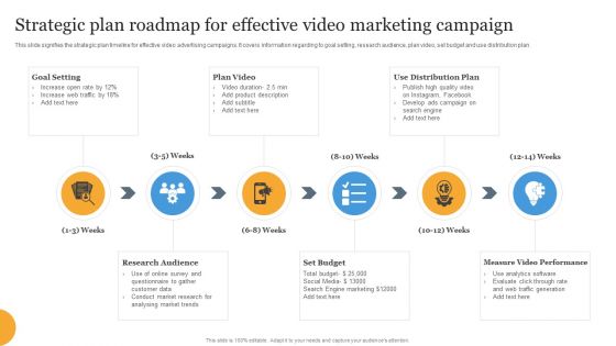 Strategic Plan Roadmap For Effective Video Marketing Campaign Background PDF
