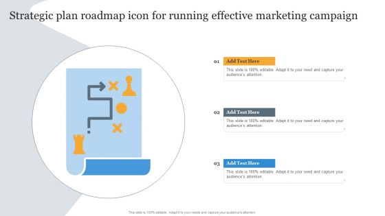 Strategic Plan Roadmap Icon For Running Effective Marketing Campaign Brochure PDF