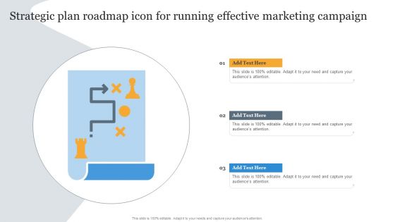 Strategic Plan Roadmap Icon For Running Effective Marketing Campaign Brochure PDF