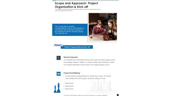 Strategic Plan Sample Scope And Approach Project Organization And Kick Off One Pager Sample Example Document