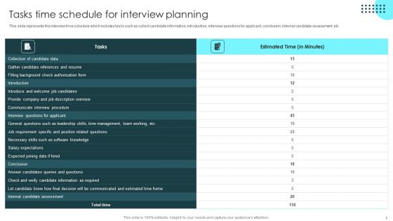 Strategic Plan To Optimize Tasks Time Schedule For Interview Planning Demonstration PDF