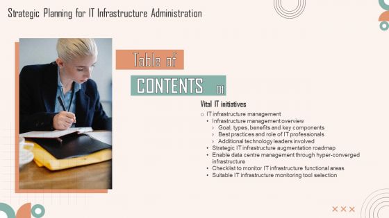 Strategic Planning For IT Infrastructure Administration Table Of Content Ppt PowerPoint Presentation File Background Images PDF